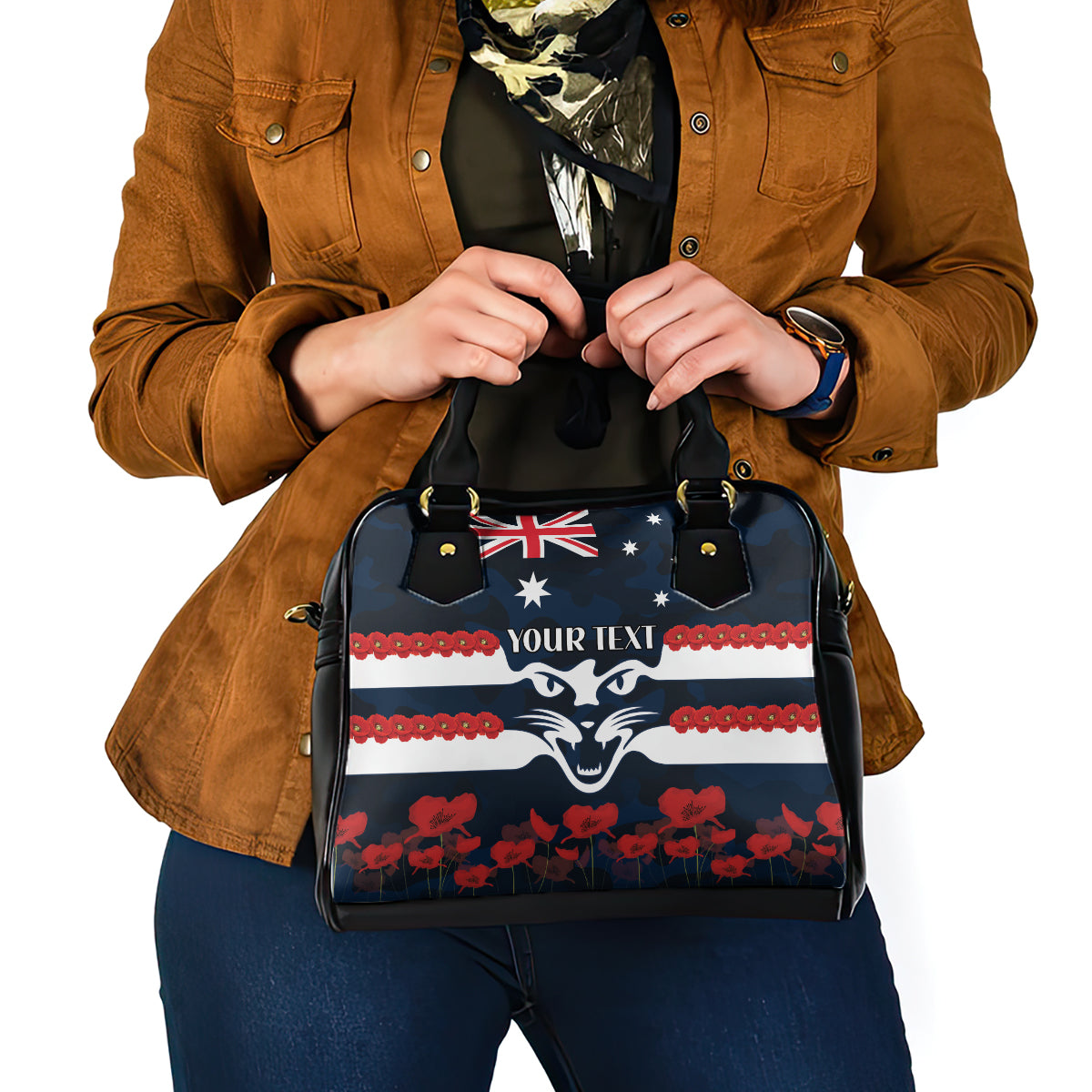 Custom Cats Football Shoulder Handbag ANZAC Lest We Forget