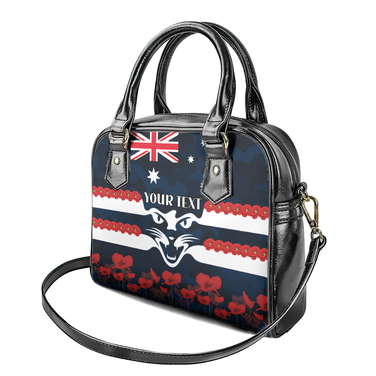 Custom Cats Football Shoulder Handbag ANZAC Lest We Forget