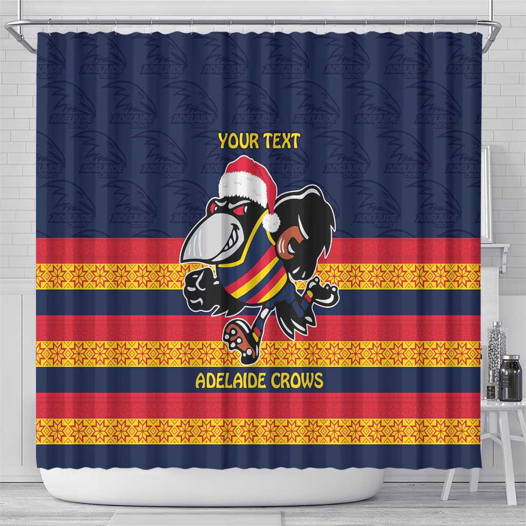 AFL Adelaide Christmas Personalised Shower Curtain with Crows Mascot