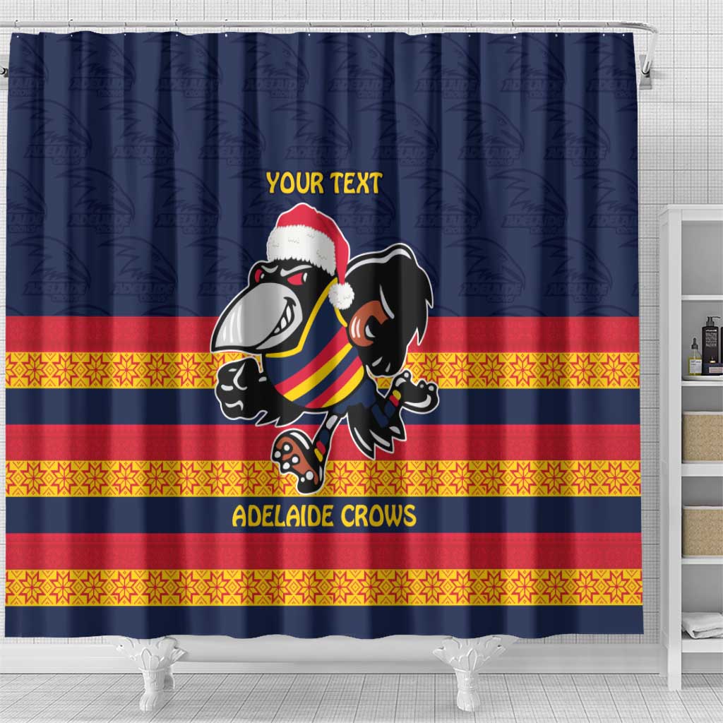 AFL Adelaide Christmas Personalised Shower Curtain with Crows Mascot