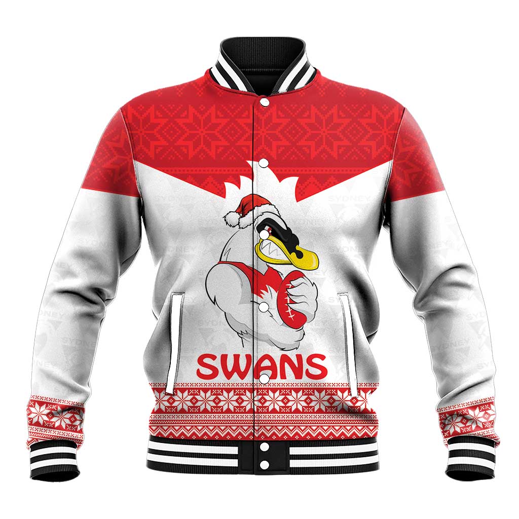 AFL Sydney Christmas Personalised Baseball Jacket with Swans Mascot Simple Style