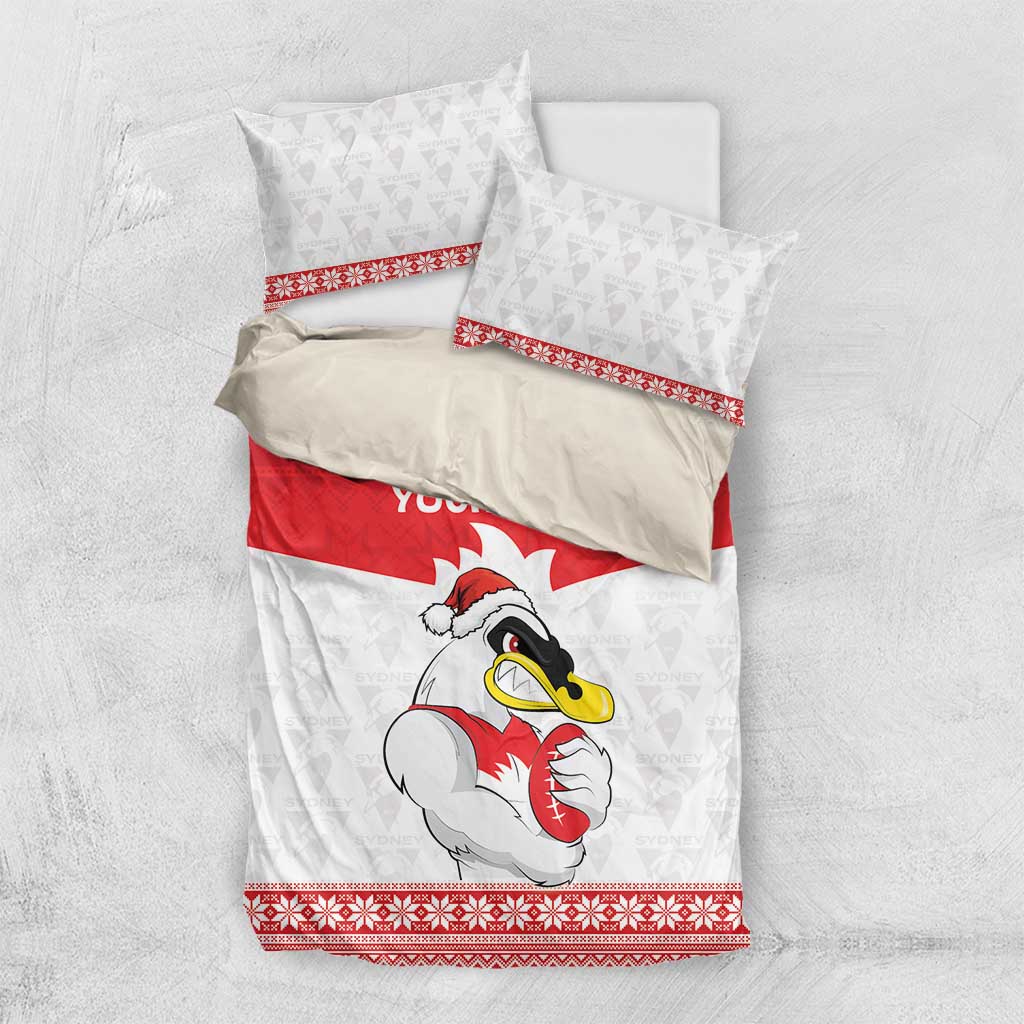 AFL Sydney Christmas Personalised Bedding Set with Swans Mascot Simple Style