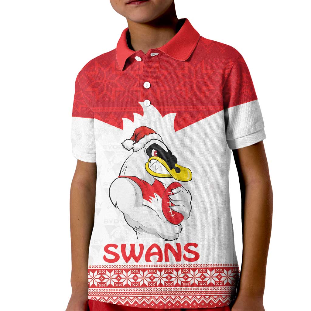 AFL Sydney Christmas Personalised Kid Polo Shirt with Swans Mascot Simple Style