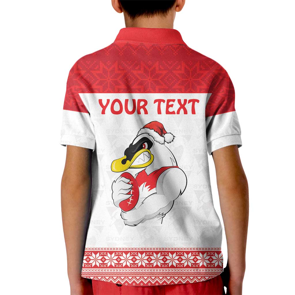 AFL Sydney Christmas Personalised Kid Polo Shirt with Swans Mascot Simple Style