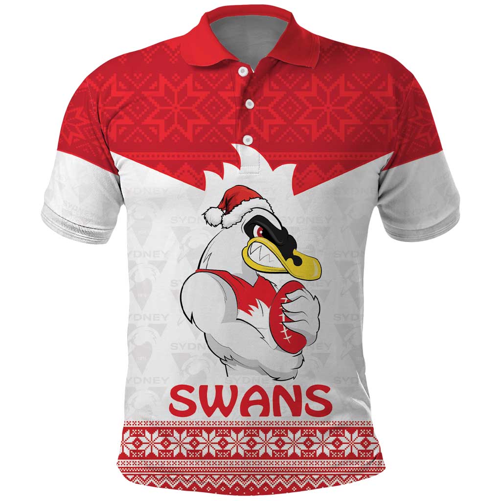 AFL Sydney Christmas Personalised Polo Shirt with Swans Mascot Simple Style