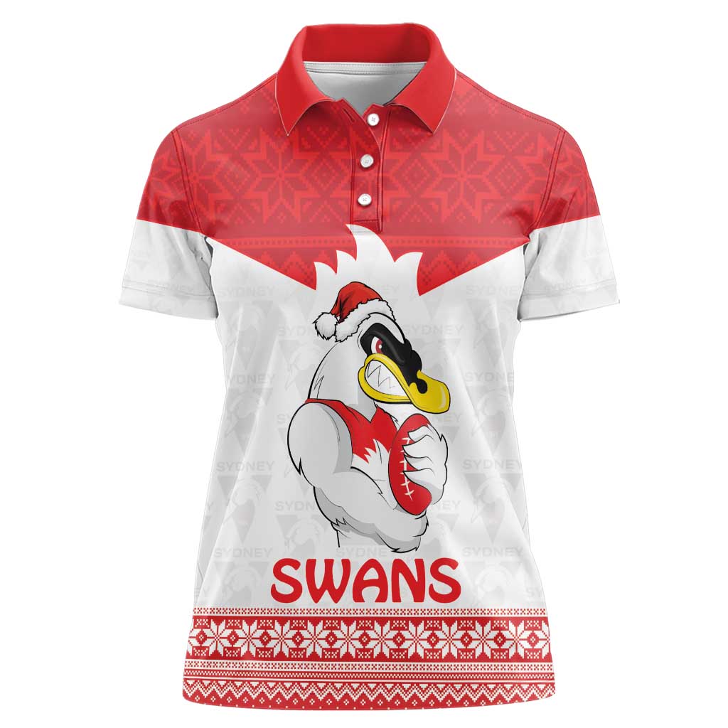 AFL Sydney Christmas Personalised Women Polo Shirt with Swans Mascot Simple Style