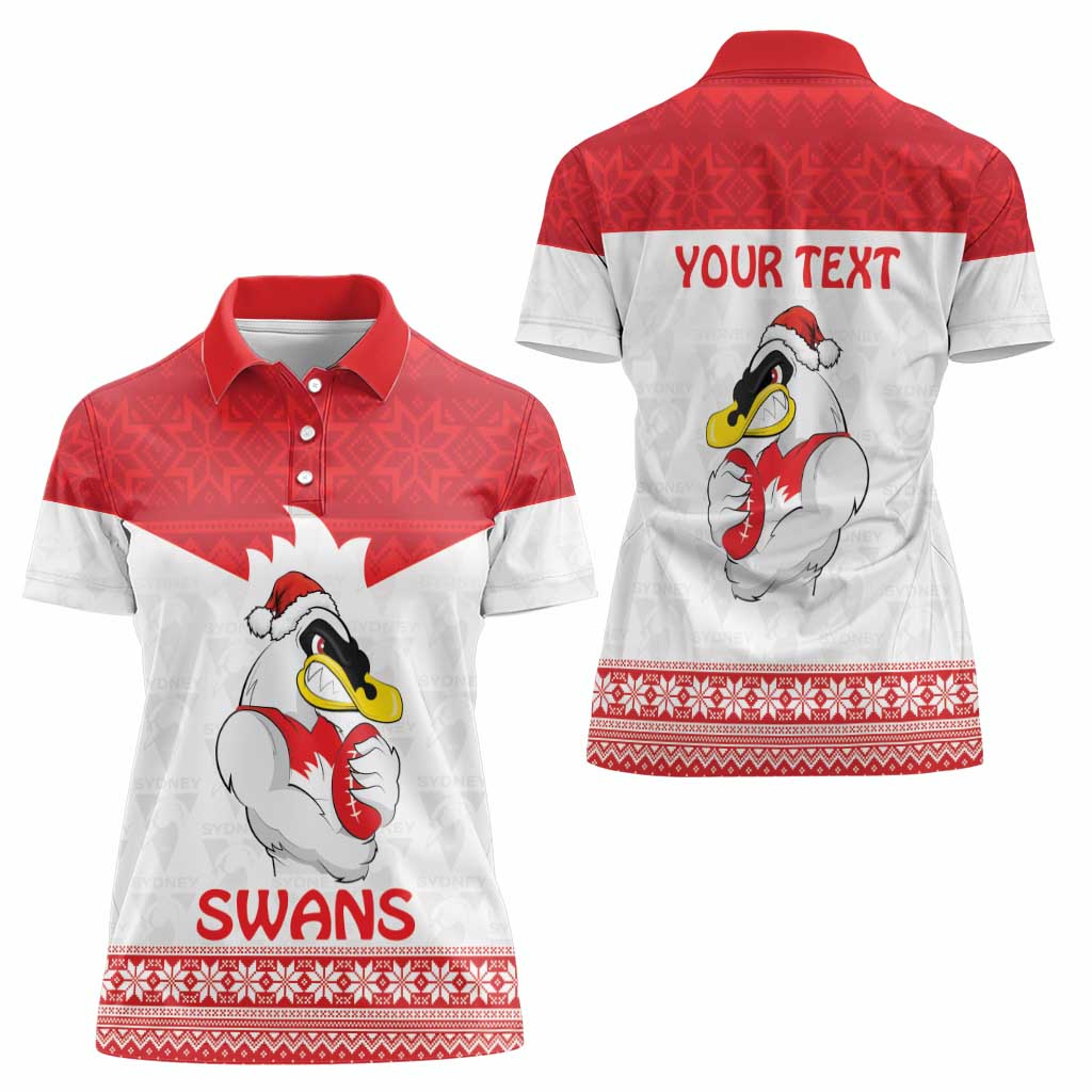 AFL Sydney Christmas Personalised Women Polo Shirt with Swans Mascot Simple Style