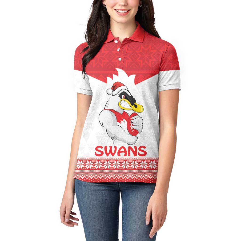 AFL Sydney Christmas Personalised Women Polo Shirt with Swans Mascot Simple Style