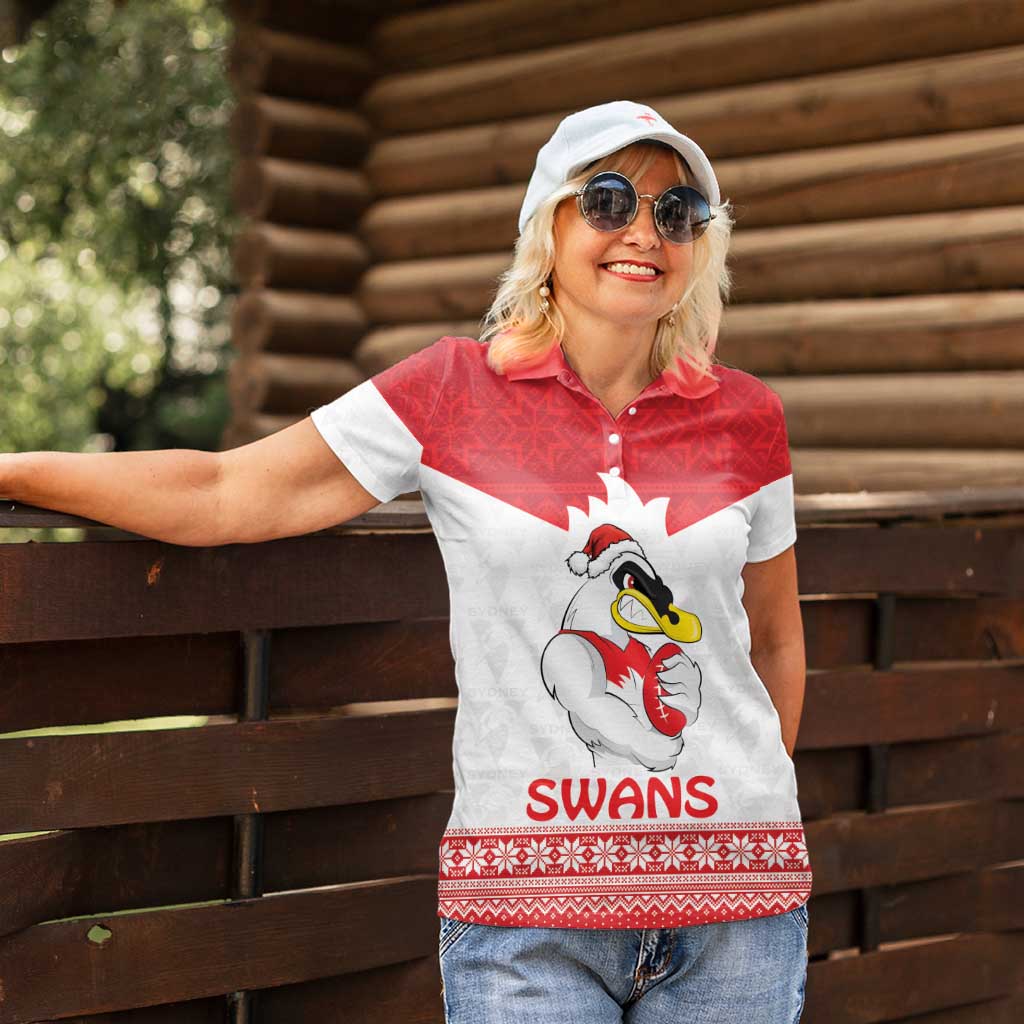 AFL Sydney Christmas Personalised Women Polo Shirt with Swans Mascot Simple Style