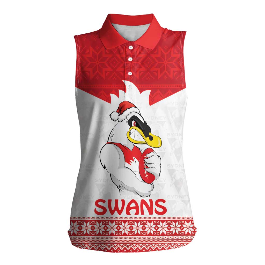 AFL Sydney Christmas Personalised Women Sleeveless Polo Shirt with Swans Mascot Simple Style