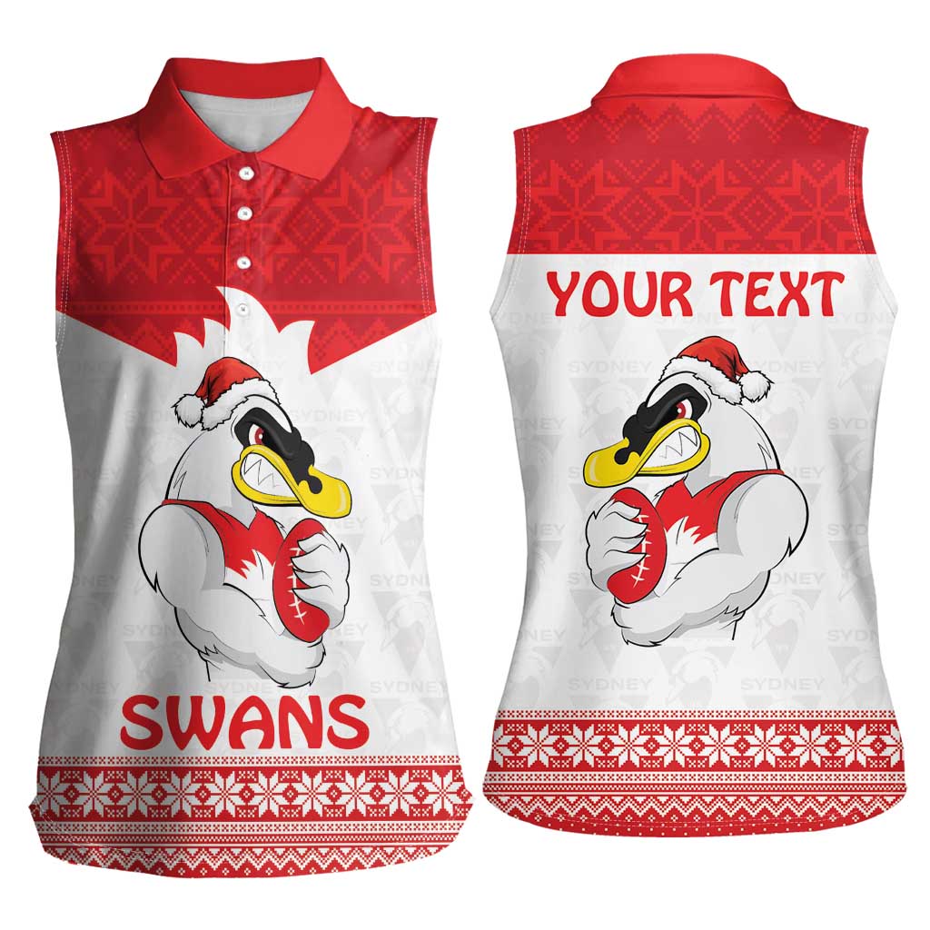 AFL Sydney Christmas Personalised Women Sleeveless Polo Shirt with Swans Mascot Simple Style