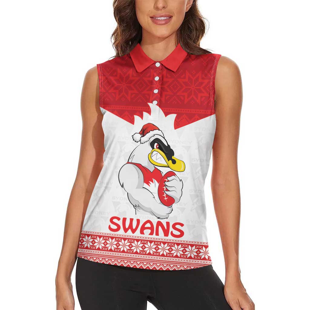 AFL Sydney Christmas Personalised Women Sleeveless Polo Shirt with Swans Mascot Simple Style