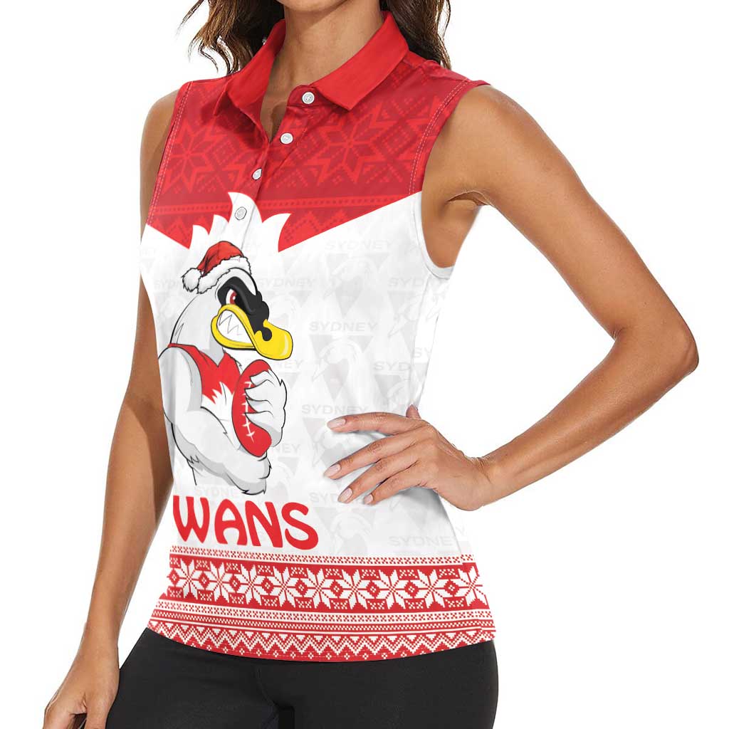 AFL Sydney Christmas Personalised Women Sleeveless Polo Shirt with Swans Mascot Simple Style