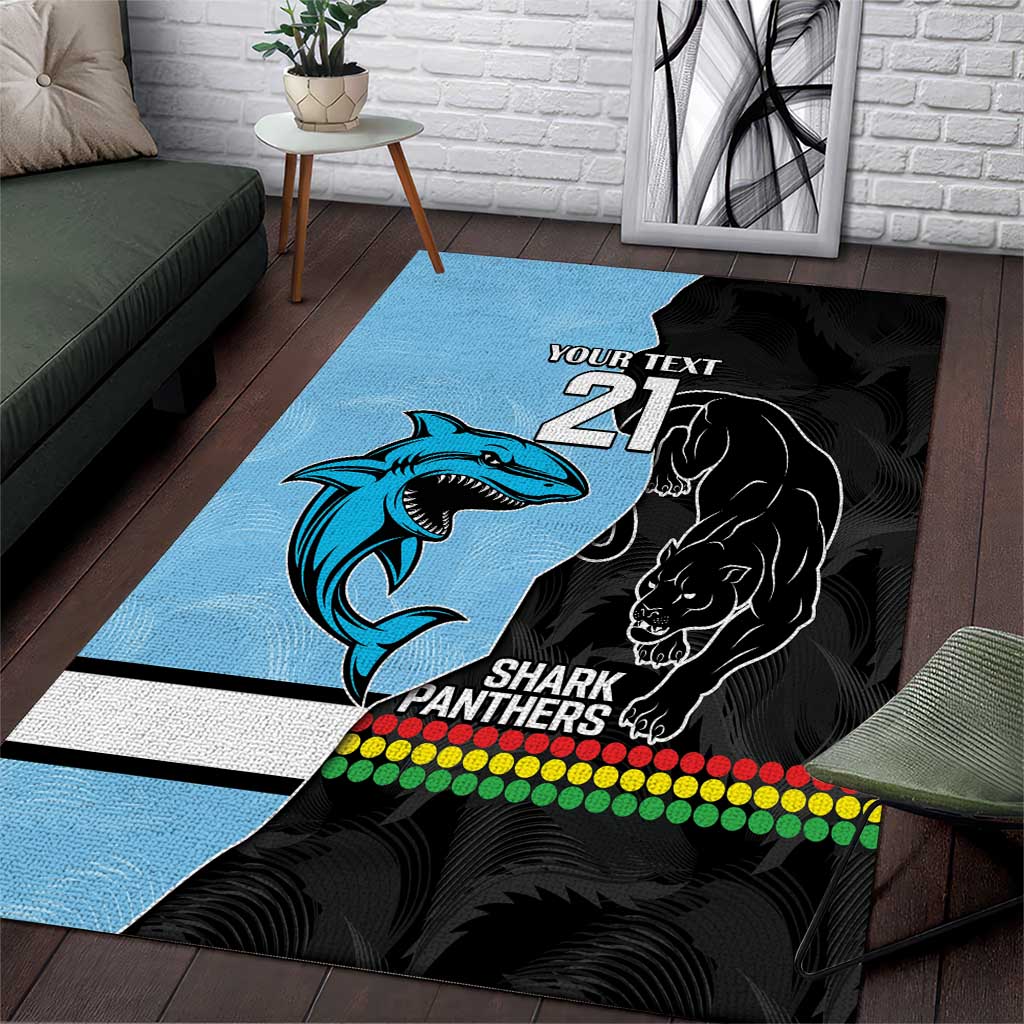 NRL Panthers-Shark Mascot Custom Area Rug Cracked Metal Style