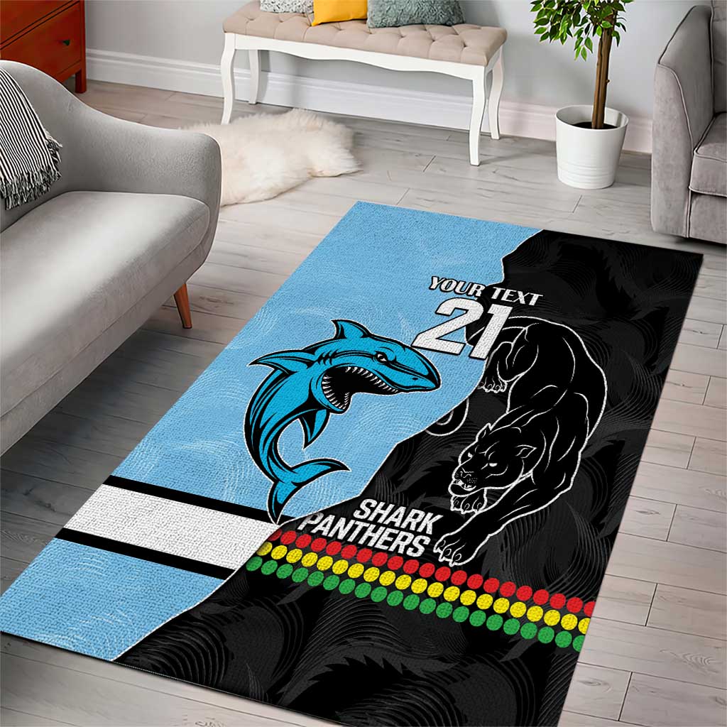 NRL Panthers-Shark Mascot Custom Area Rug Cracked Metal Style