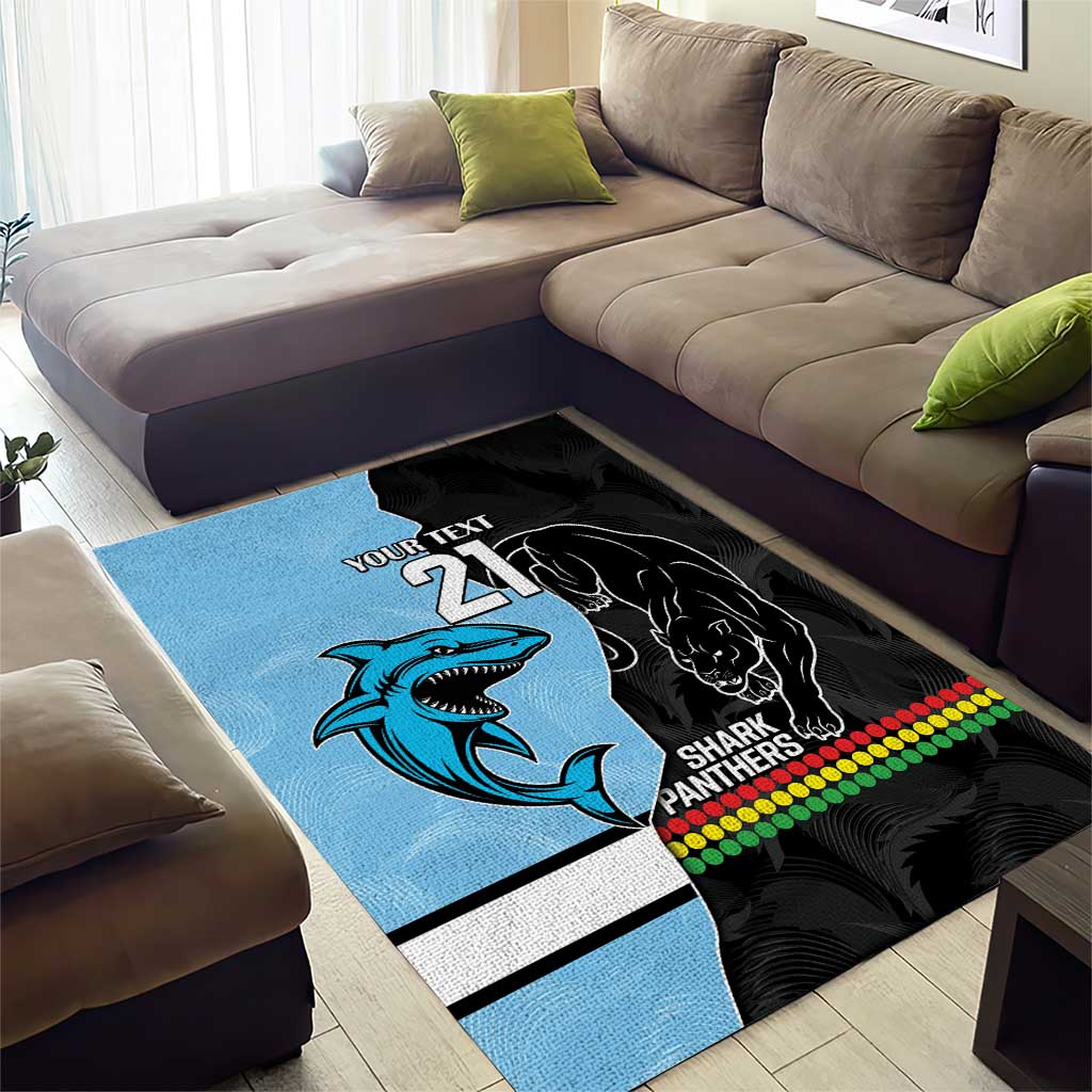 NRL Panthers-Shark Mascot Custom Area Rug Cracked Metal Style