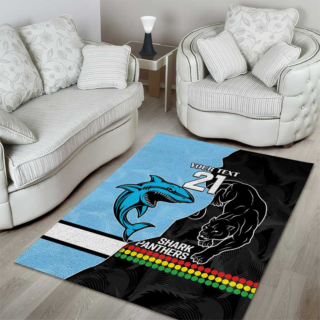 NRL Panthers-Shark Mascot Custom Area Rug Cracked Metal Style