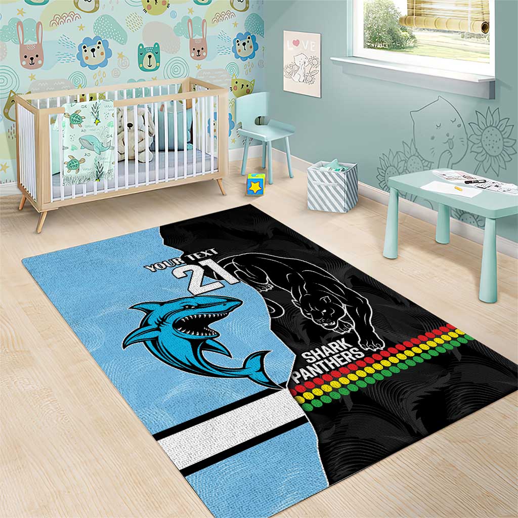 NRL Panthers-Shark Mascot Custom Area Rug Cracked Metal Style