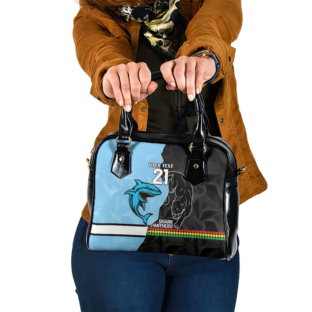 NRL Panthers-Shark Mascot Custom Shoulder Handbag Cracked Metal Style