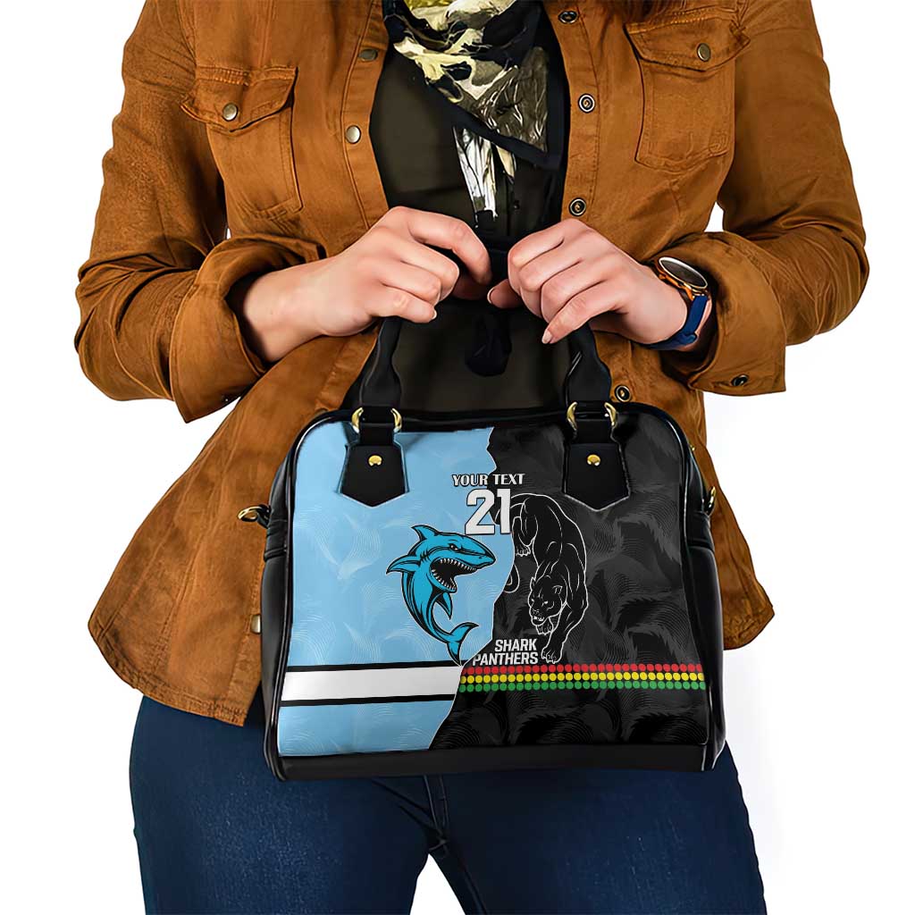 NRL Panthers-Shark Mascot Custom Shoulder Handbag Cracked Metal Style