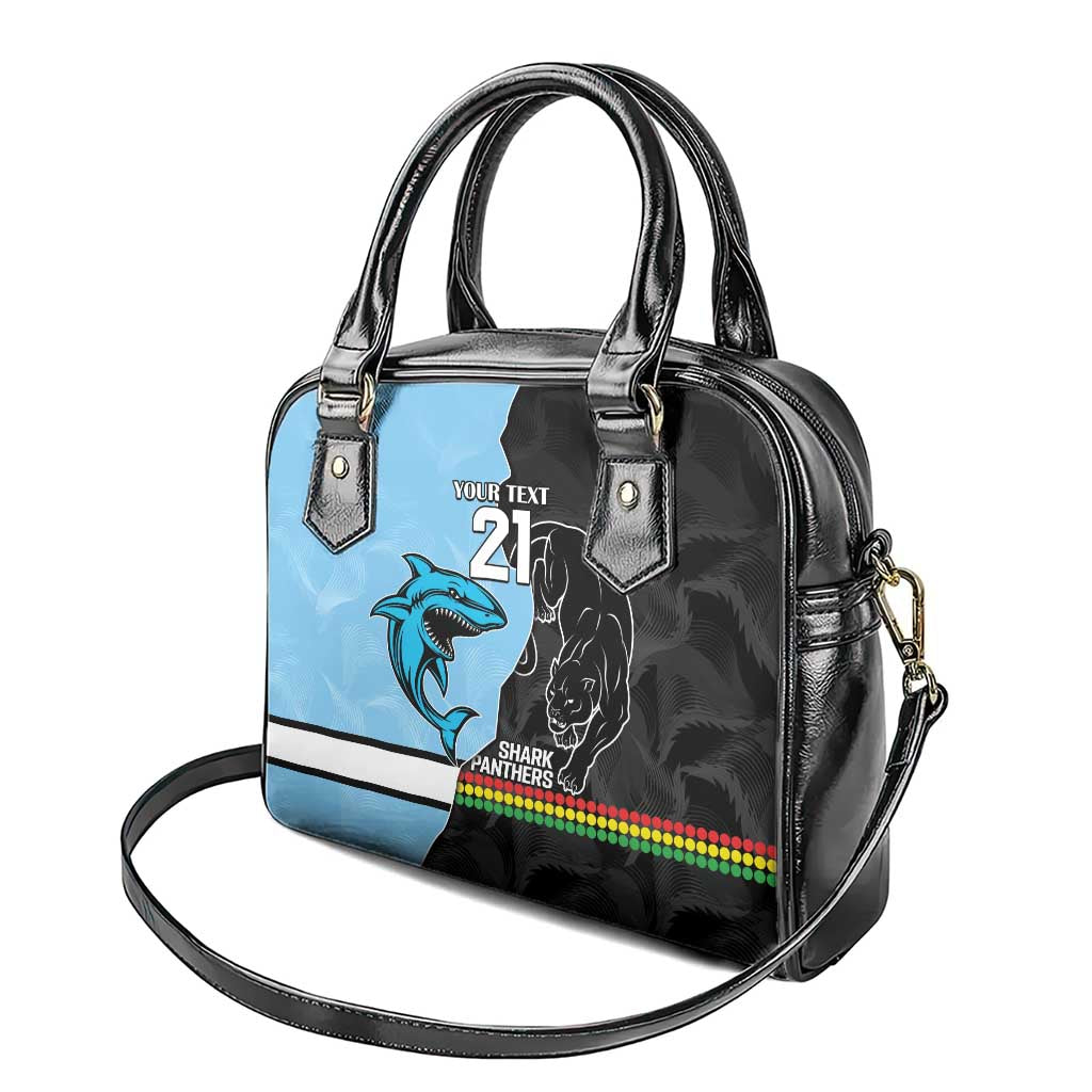 NRL Panthers-Shark Mascot Custom Shoulder Handbag Cracked Metal Style