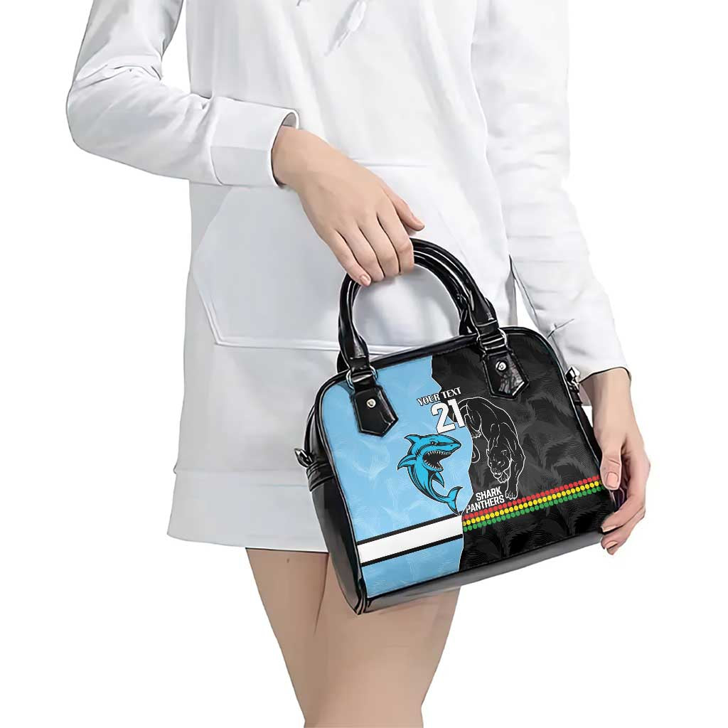 NRL Panthers-Shark Mascot Custom Shoulder Handbag Cracked Metal Style