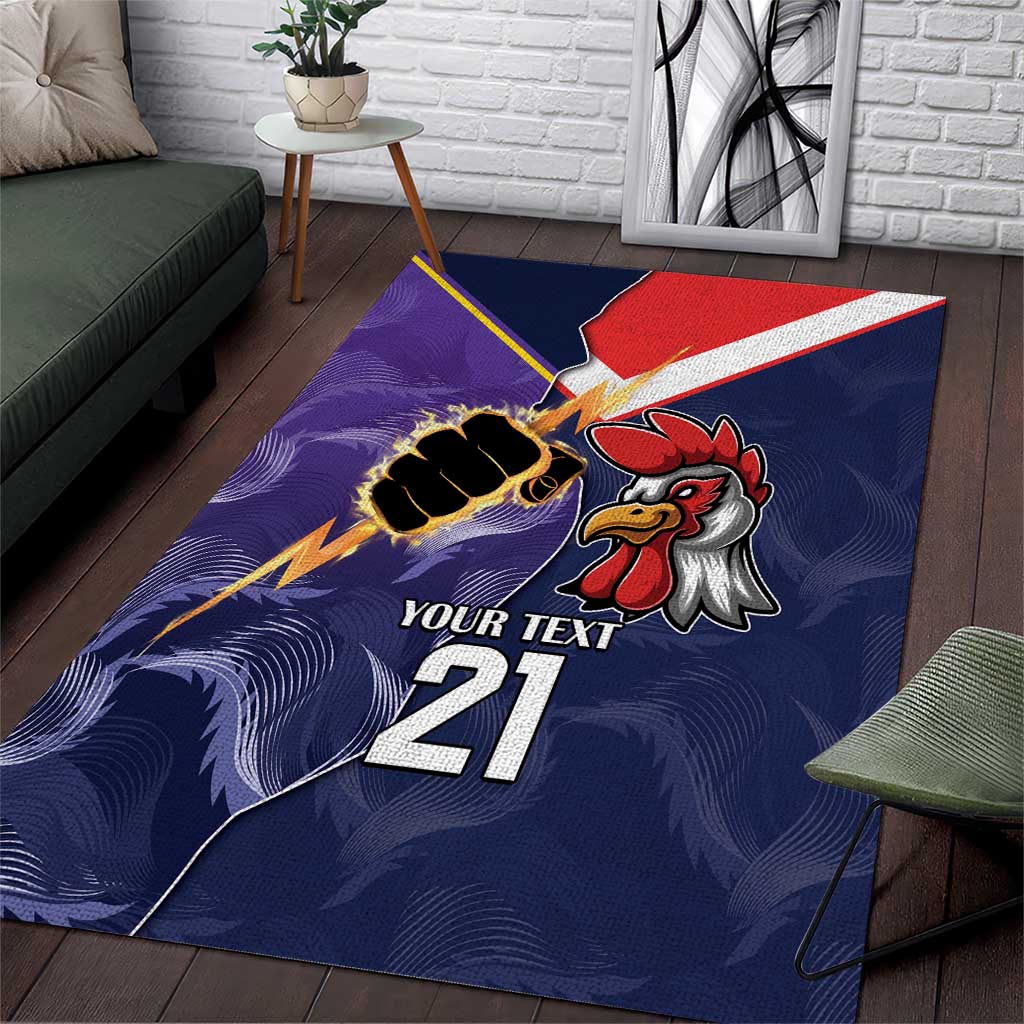 NRL Storm-Rooster Mascot Custom Area Rug Cracked Metal Style