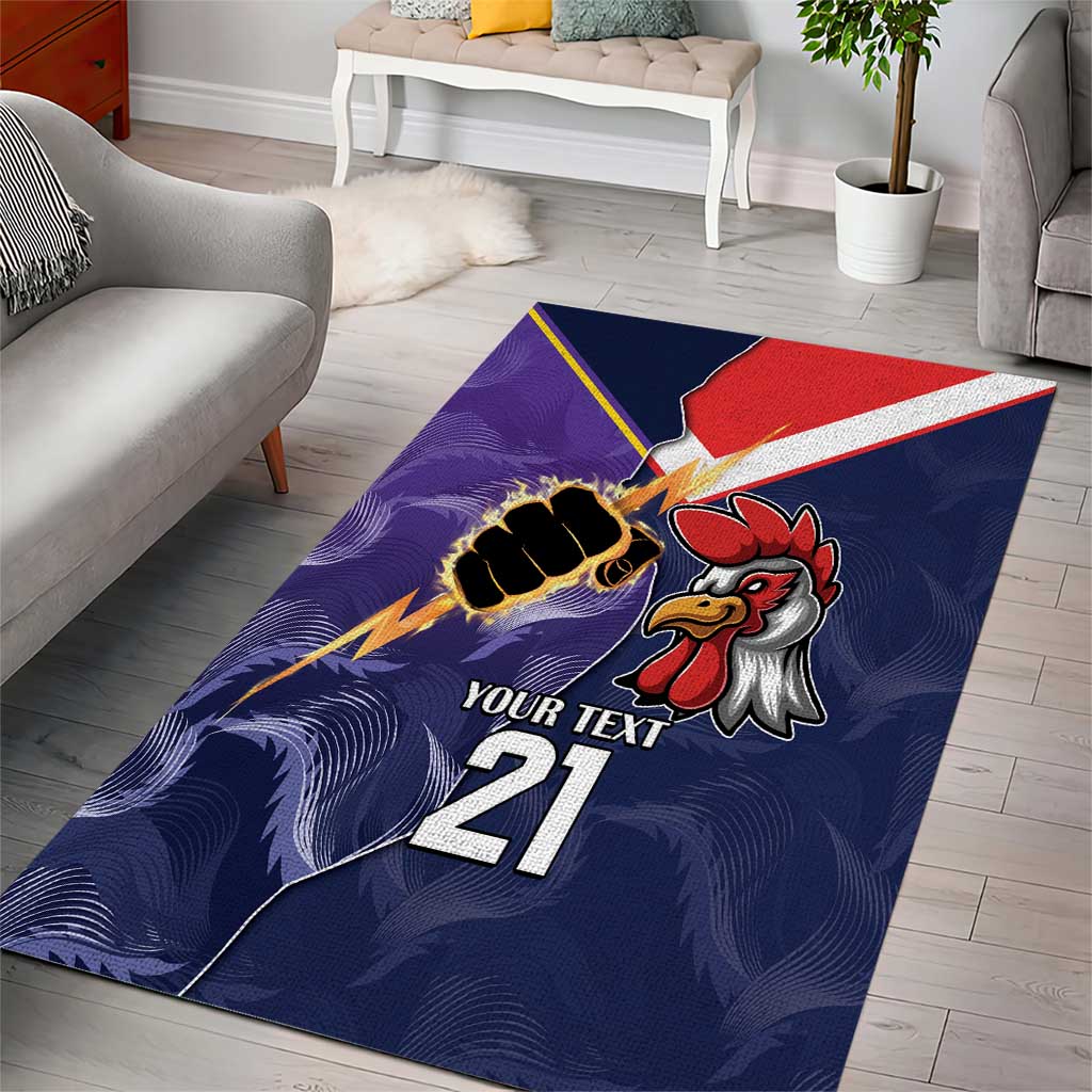 NRL Storm-Rooster Mascot Custom Area Rug Cracked Metal Style