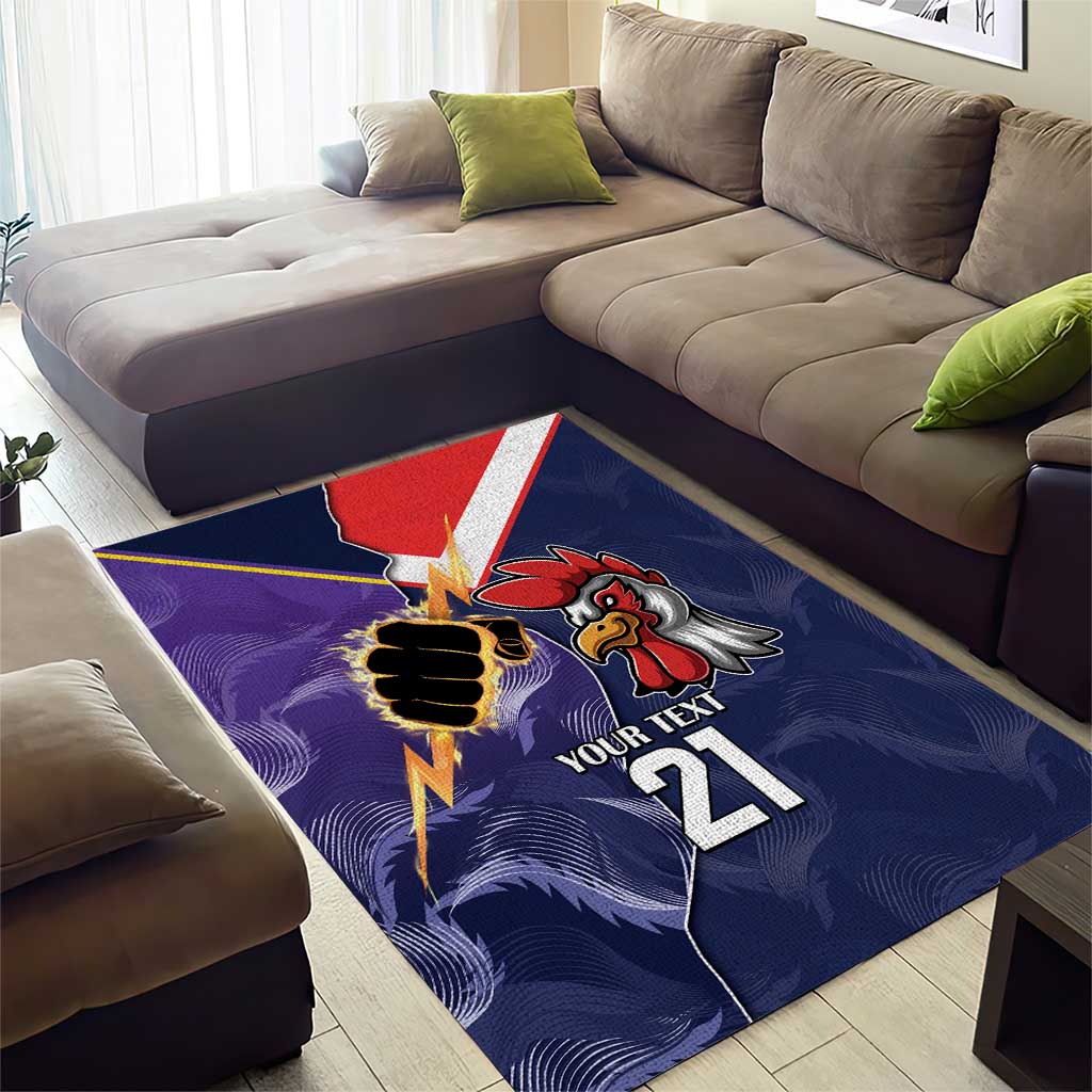 NRL Storm-Rooster Mascot Custom Area Rug Cracked Metal Style