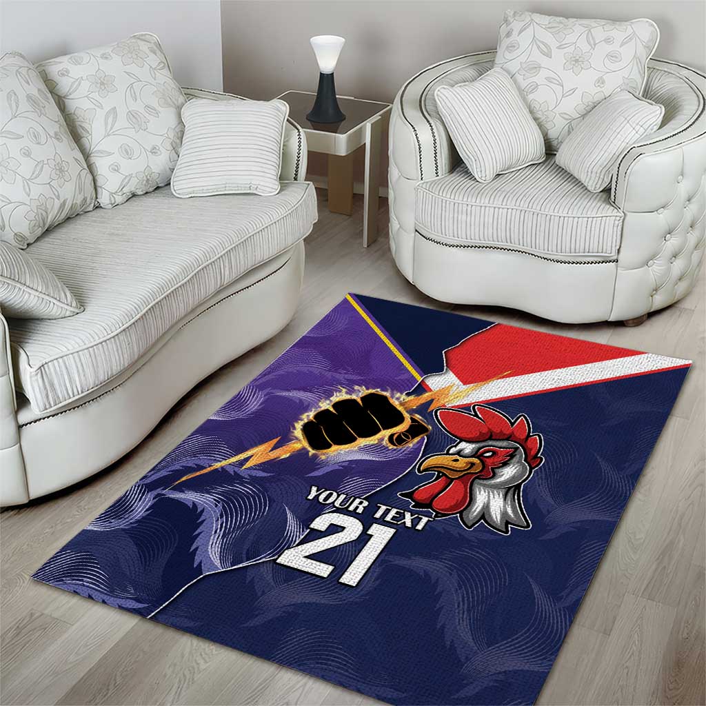 NRL Storm-Rooster Mascot Custom Area Rug Cracked Metal Style