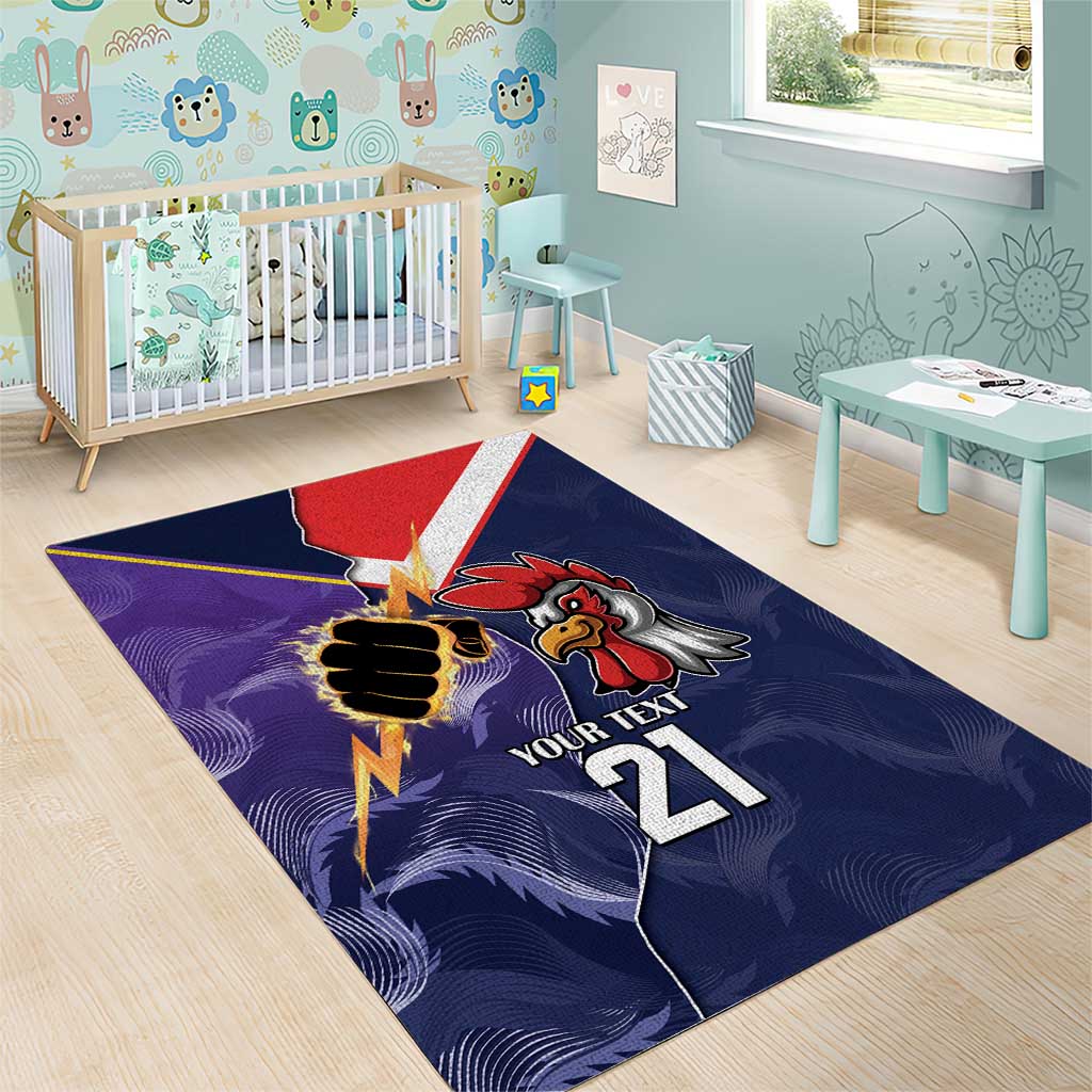 NRL Storm-Rooster Mascot Custom Area Rug Cracked Metal Style