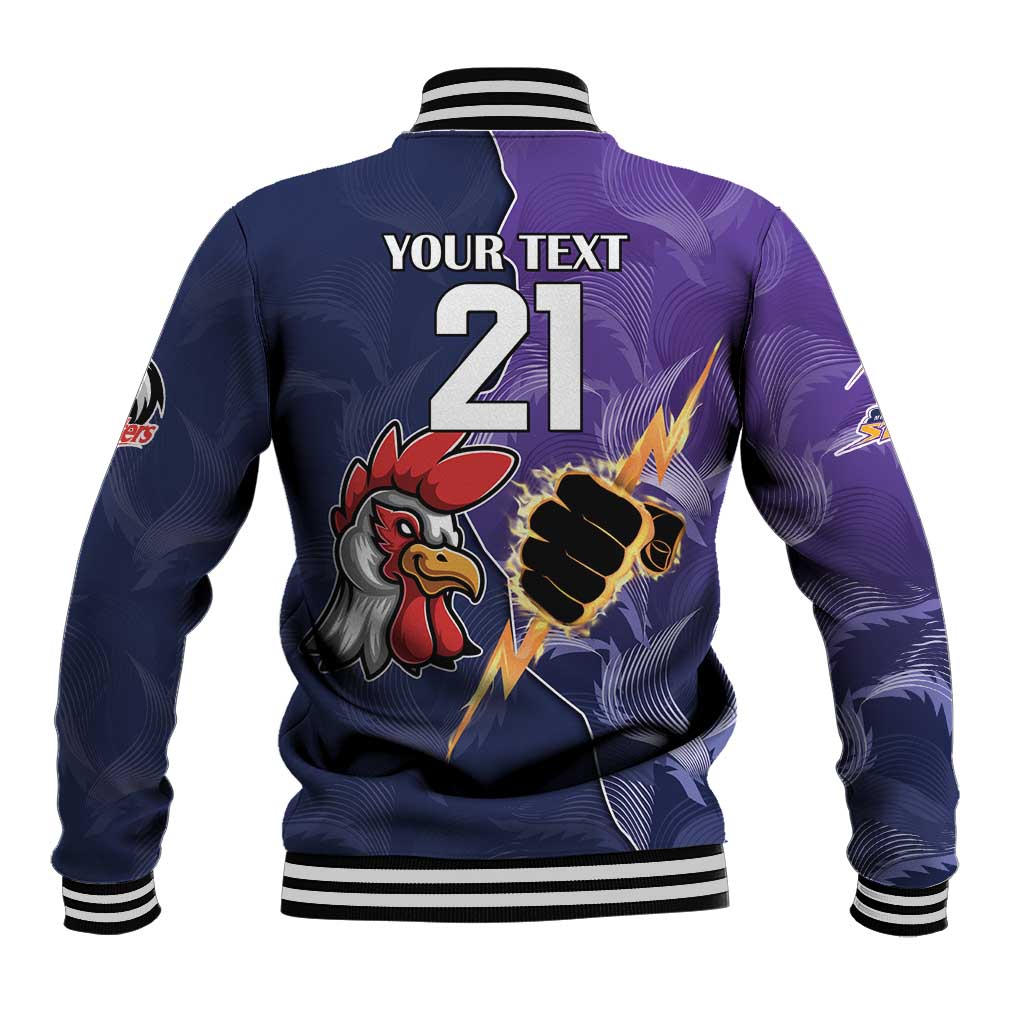 NRL Storm-Rooster Mascot Custom Baseball Jacket Cracked Metal Style