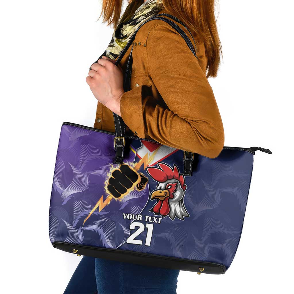 NRL Storm-Rooster Mascot Custom Leather Tote Bag Cracked Metal Style