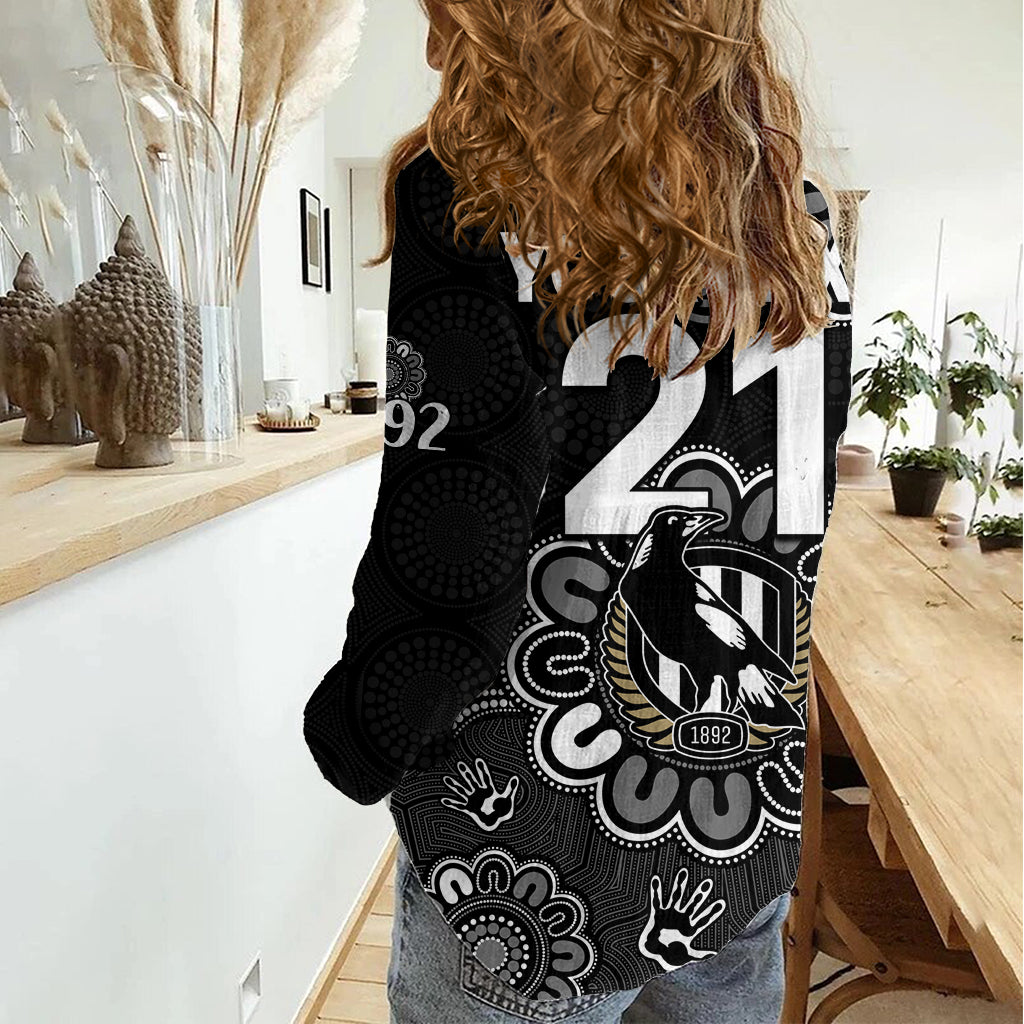 (Custom Personalised) AFL Collingwood Magpies 1892 Aboriginal Women Casual Shirt LT9