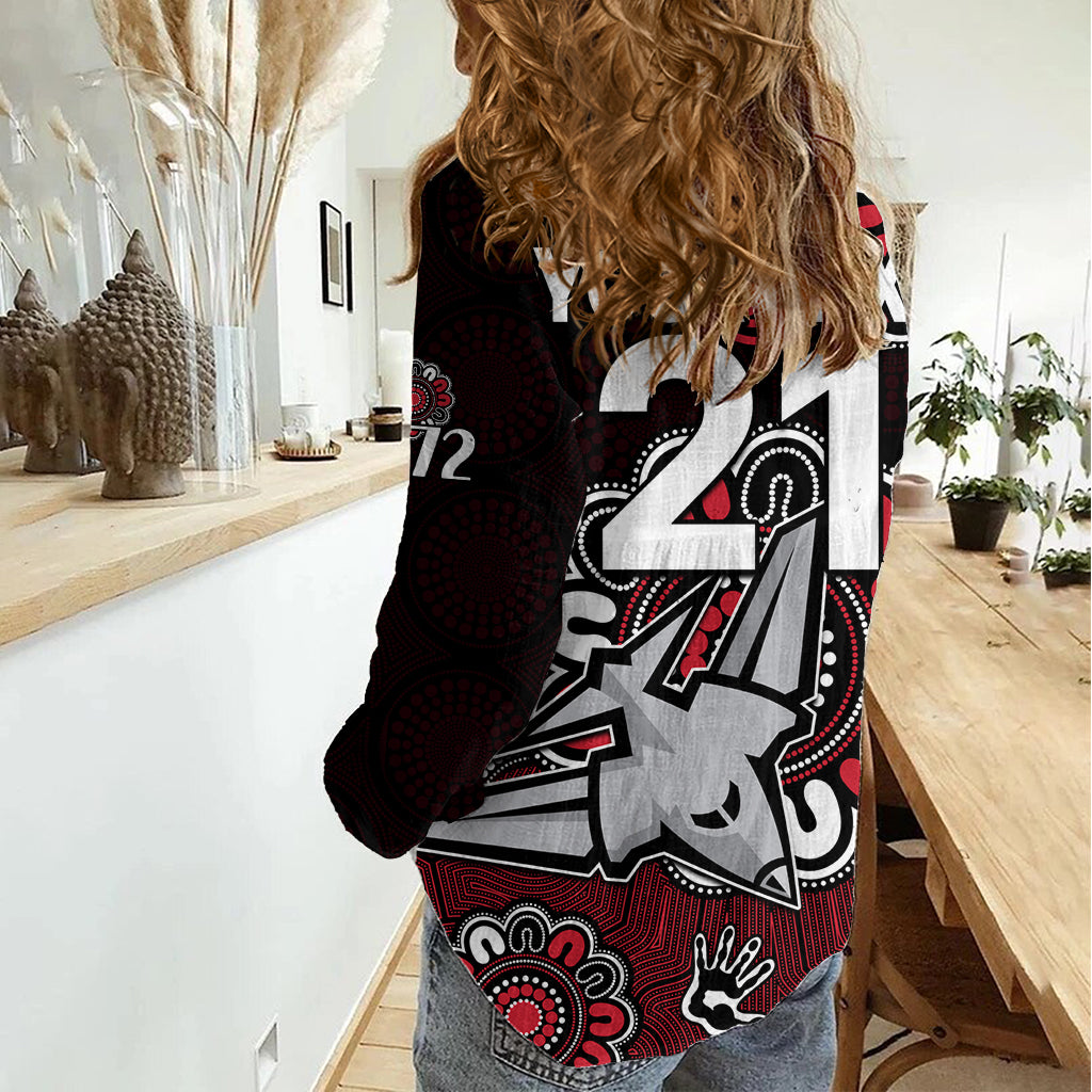 (Custom Personalised) AFL Essendon Bombers 1872 Aboriginal Women Casual Shirt LT9