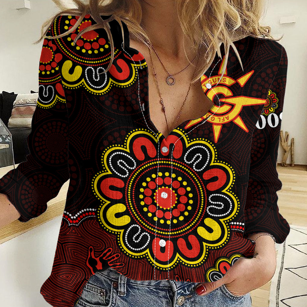 (Custom Personalised) AFL Gold Coast Suns 2009 Aboriginal Red Style Women Casual Shirt LT9