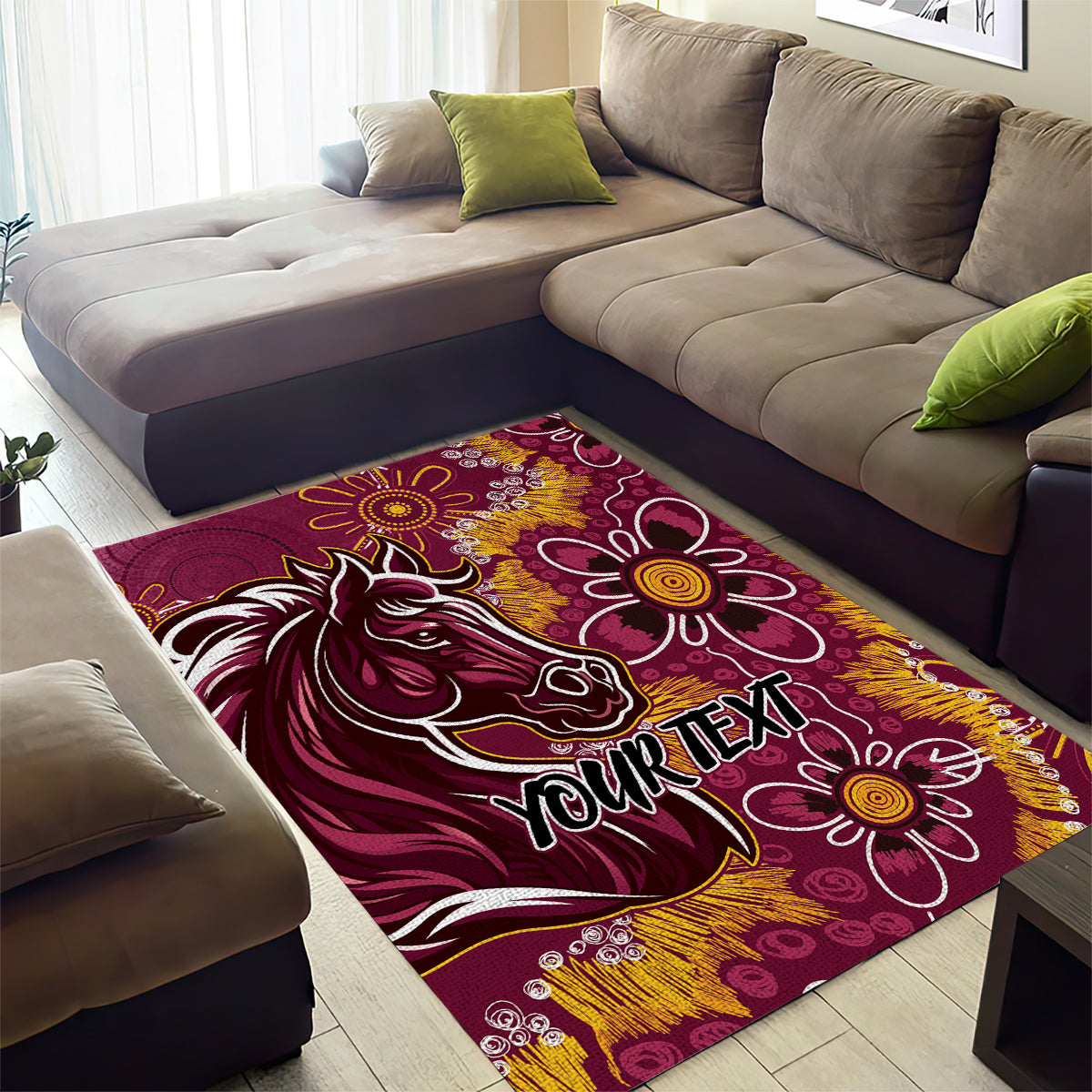 Personalised Broncos NAIDOC Week 2024 Area Rug Aboriginal Fire Burning Sparks