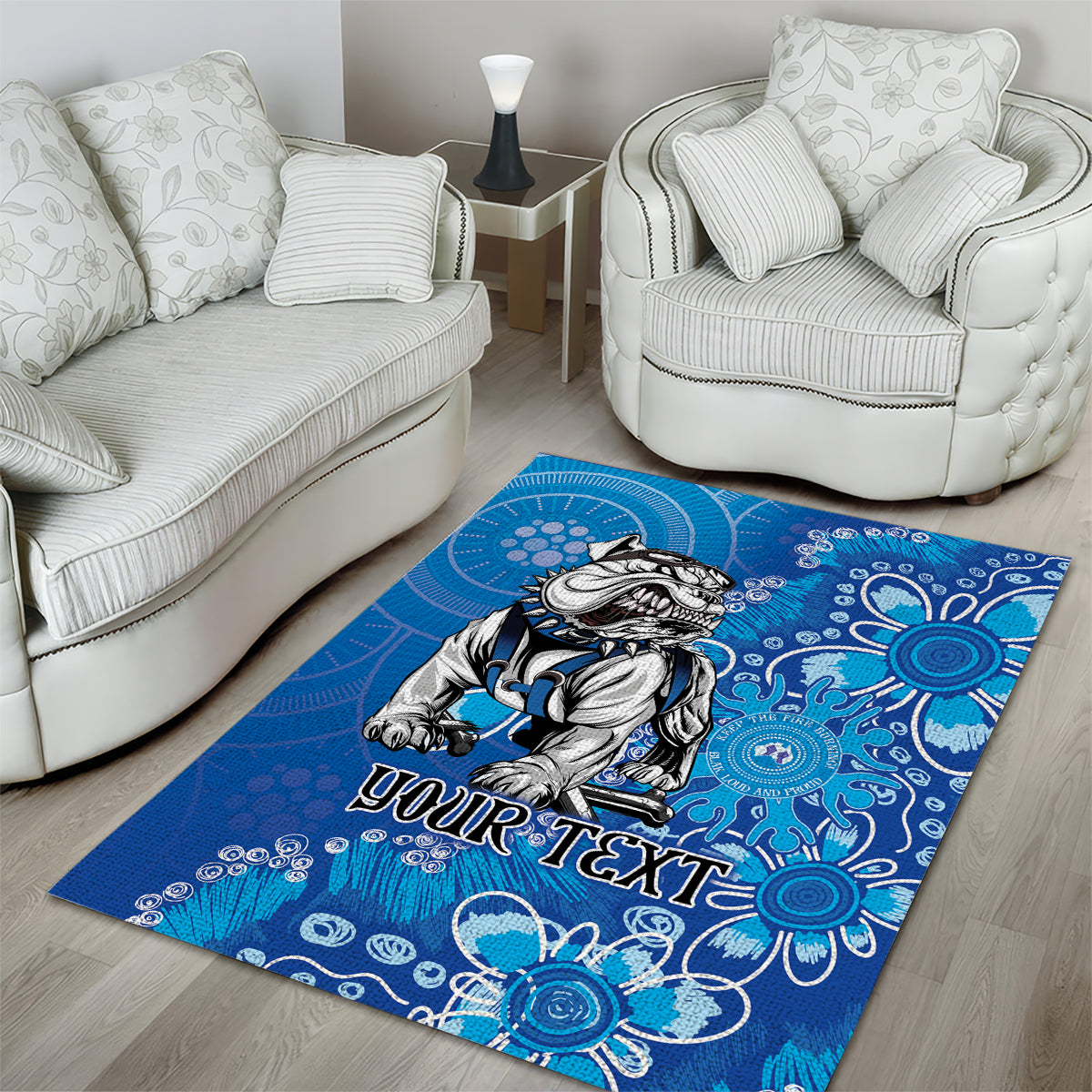 Personalised Bulldogs NAIDOC Week 2024 Area Rug Aboriginal Fire Burning Sparks