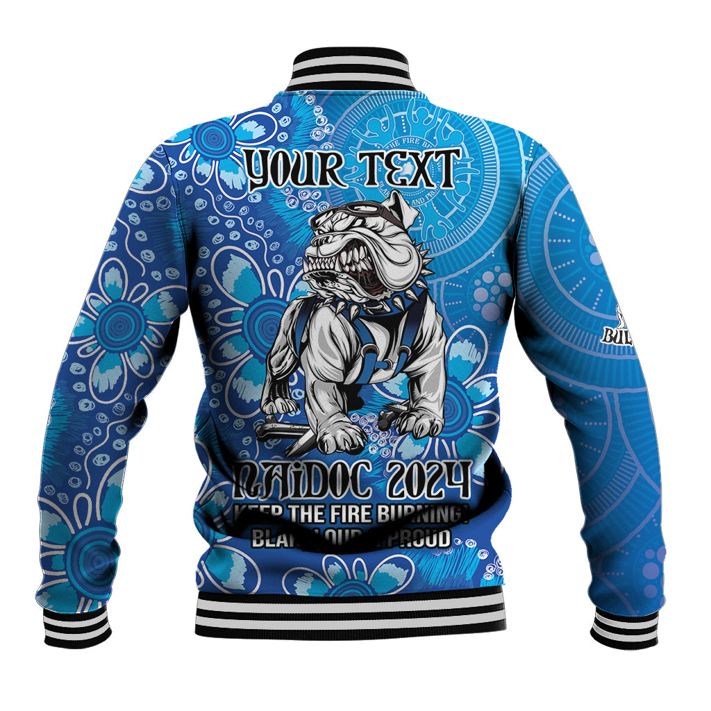 Personalised Bulldogs NAIDOC Week 2024 Baseball Jacket Aboriginal Fire Burning Sparks