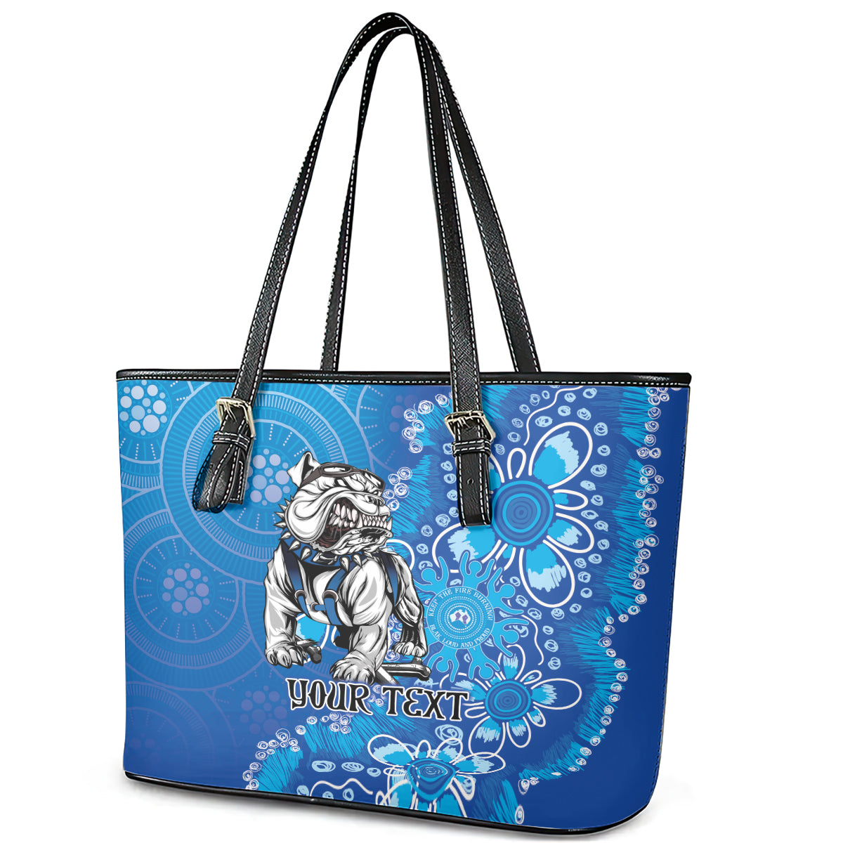 Personalised Bulldogs NAIDOC Week 2024 Leather Tote Bag Aboriginal Fire Burning Sparks