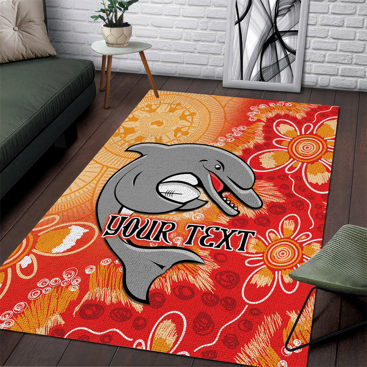 Personalised Dolphins NAIDOC Week 2024 Area Rug Aboriginal Fire Burning Sparks