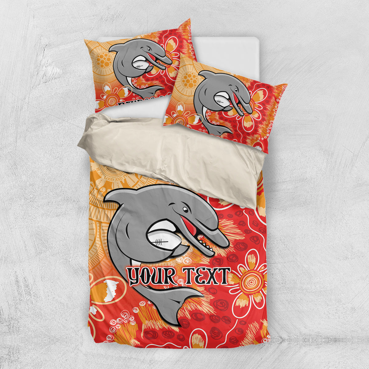 Personalised Dolphins NAIDOC Week 2024 Bedding Set Aboriginal Fire Burning Sparks