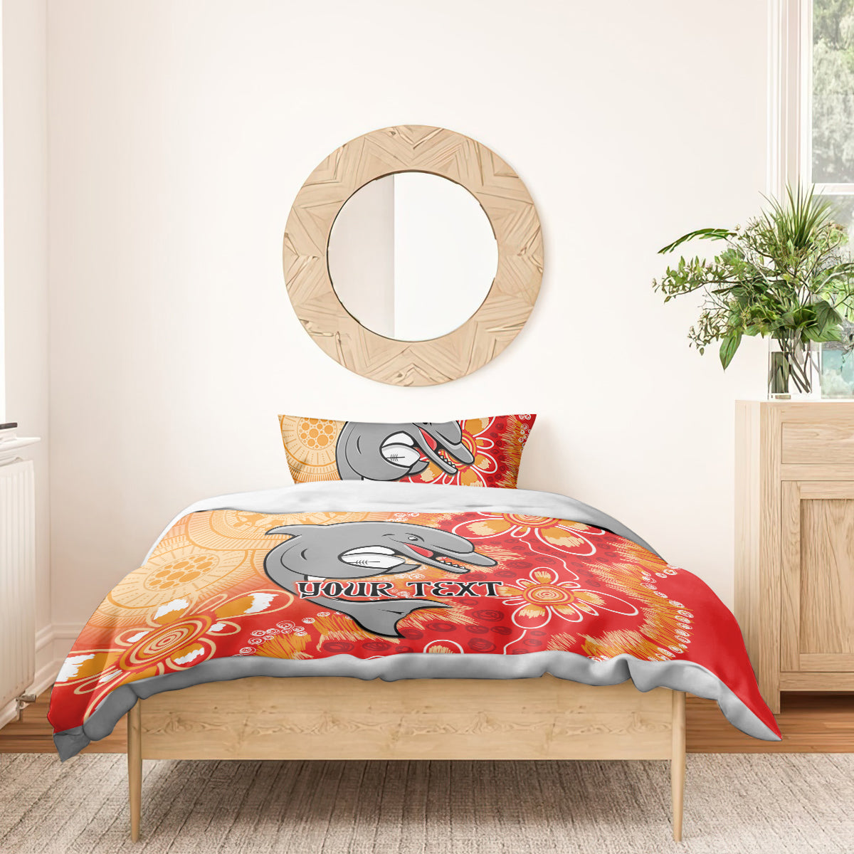 Personalised Dolphins NAIDOC Week 2024 Bedding Set Aboriginal Fire Burning Sparks