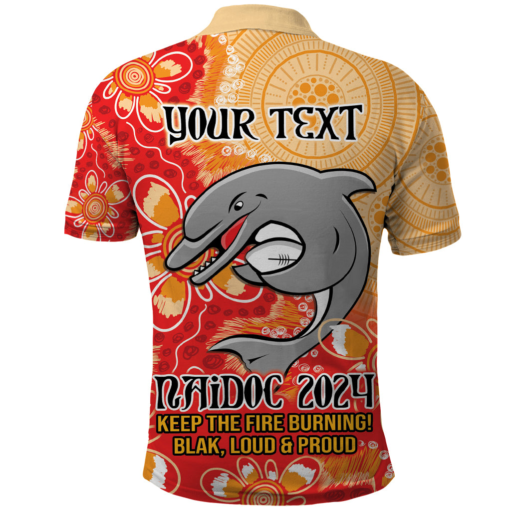 Personalised Dolphins NAIDOC Week 2024 Polo Shirt Aboriginal Fire Burning Sparks