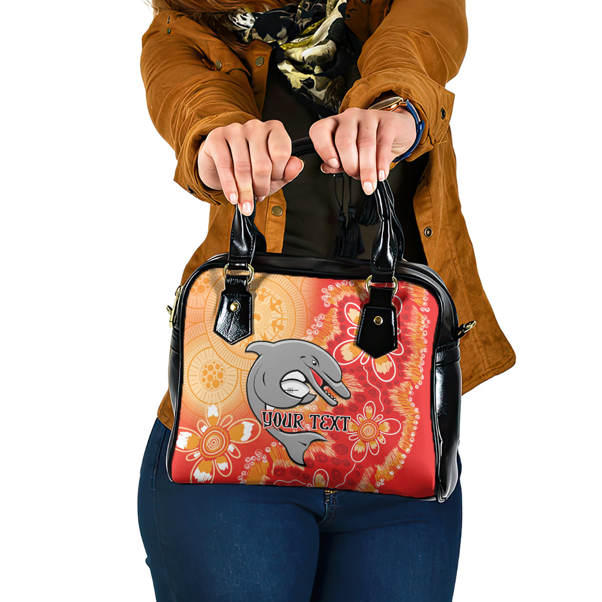 Personalised Dolphins NAIDOC Week 2024 Shoulder Handbag Aboriginal Fire Burning Sparks