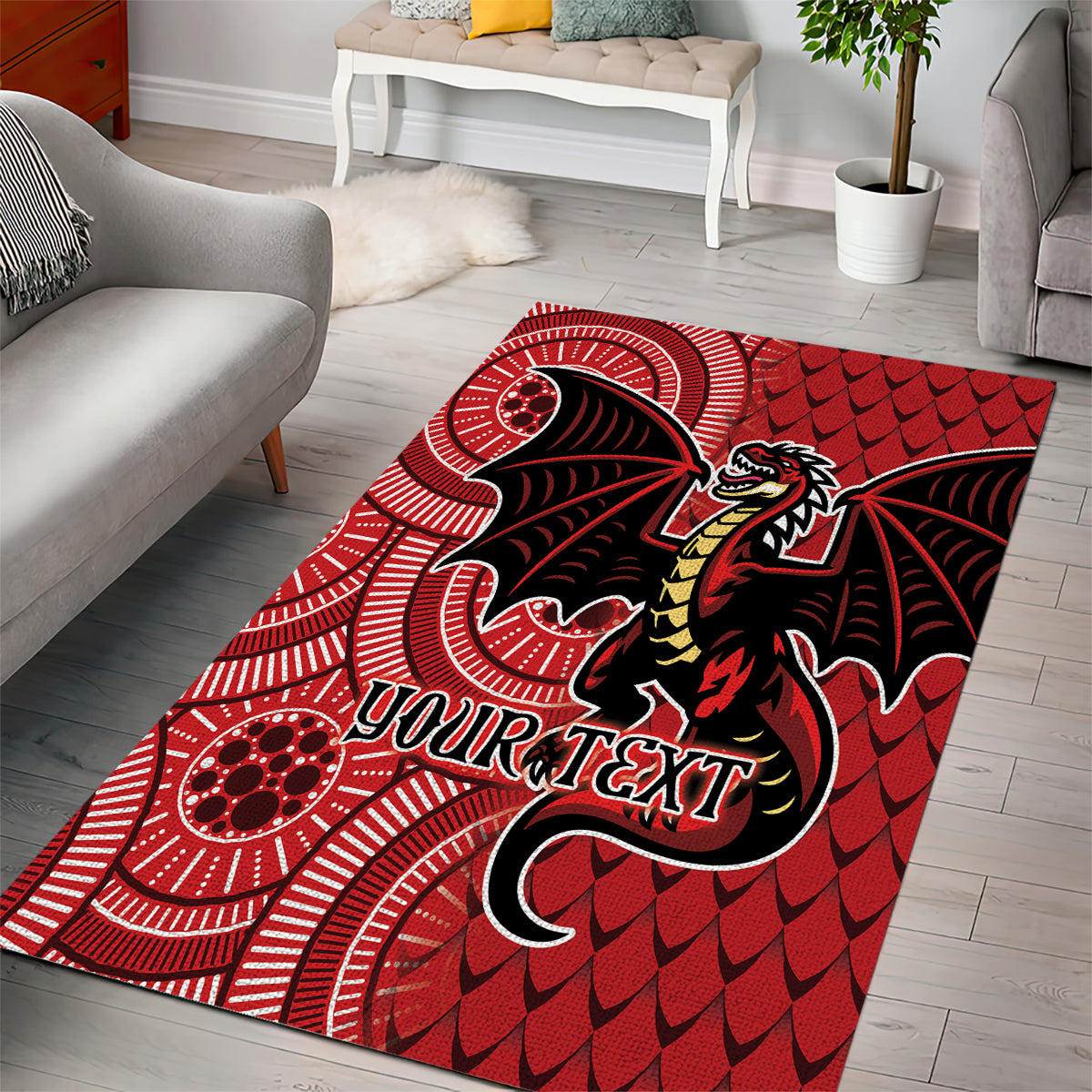 Personalised Dragons NAIDOC Week 2024 Area Rug Aboriginal Fire Burning Sparks