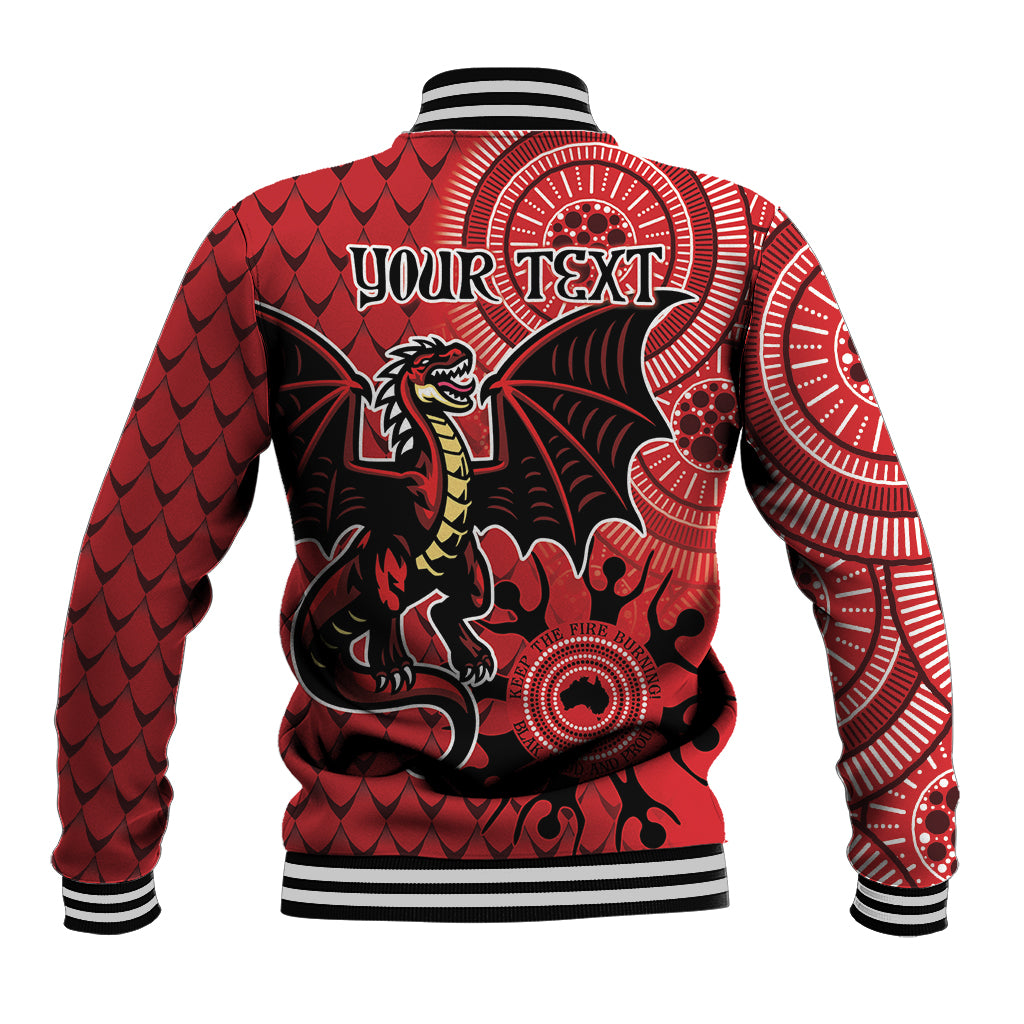 Personalised Dragons NAIDOC Week 2024 Baseball Jacket Aboriginal Fire Burning Sparks