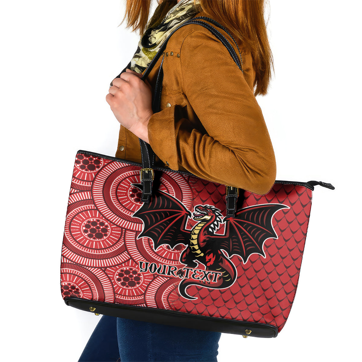 Personalised Dragons NAIDOC Week 2024 Leather Tote Bag Aboriginal Fire Burning Sparks