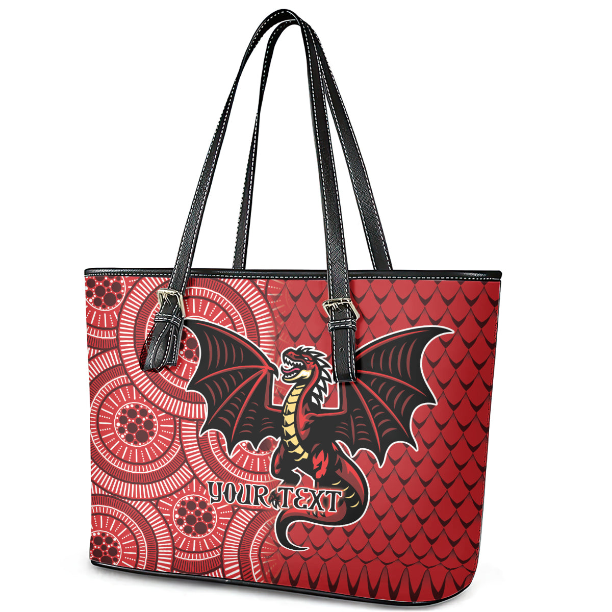 Personalised Dragons NAIDOC Week 2024 Leather Tote Bag Aboriginal Fire Burning Sparks