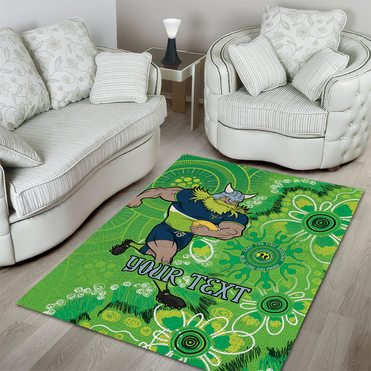 Personalised Raiders NAIDOC Week 2024 Area Rug Aboriginal Fire Burning Sparks